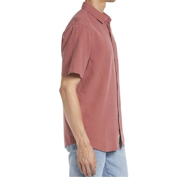 Marine Layer Men'sSelvage Short Sleeve Button Up Dusty Red  Button Down Small - Picture 4 of 6